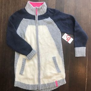 Wool Knit Long Zip Up Sweater